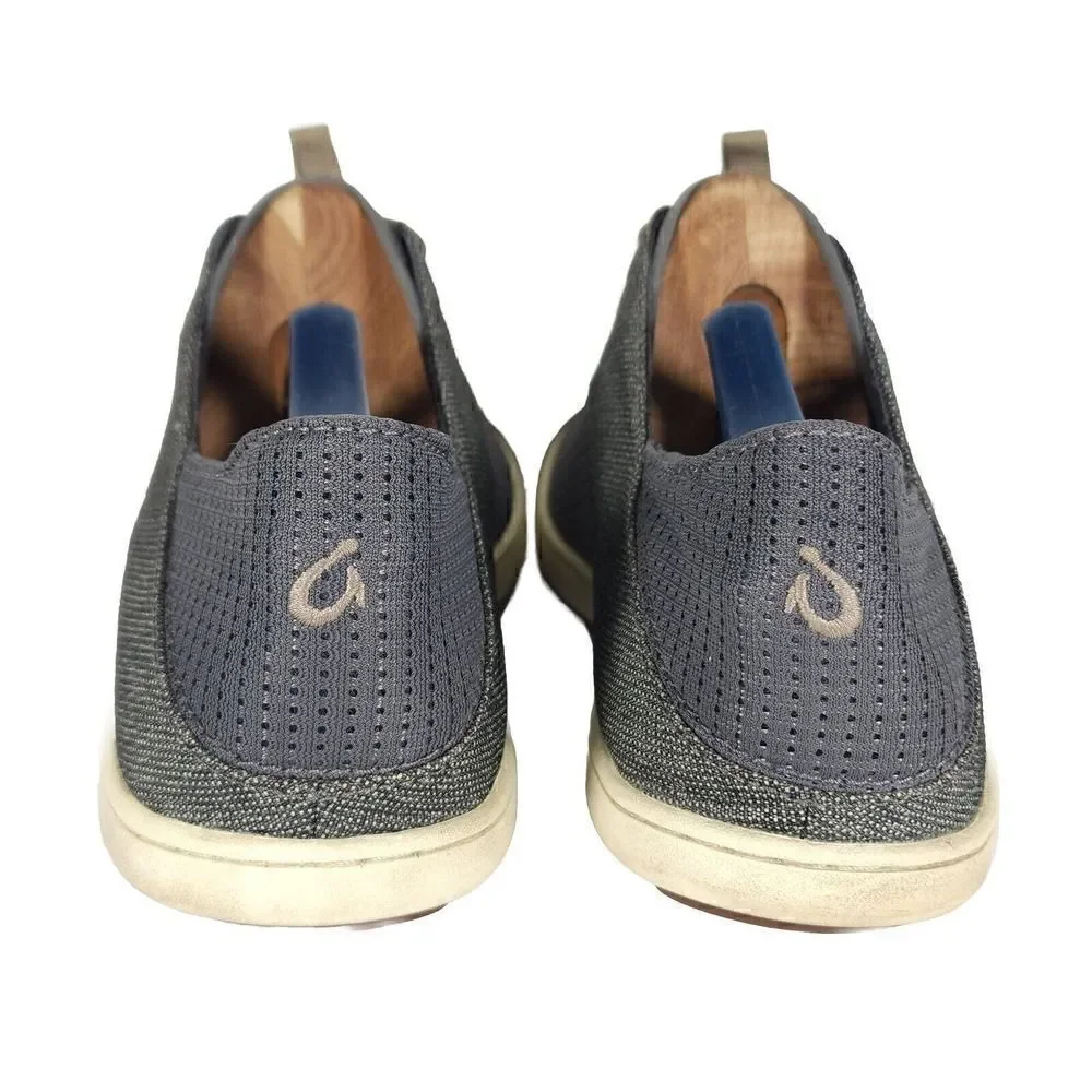OluKai Men's Nohea Moku US 10 Gray Lace Up Flats Loafer Sneakers Shoes